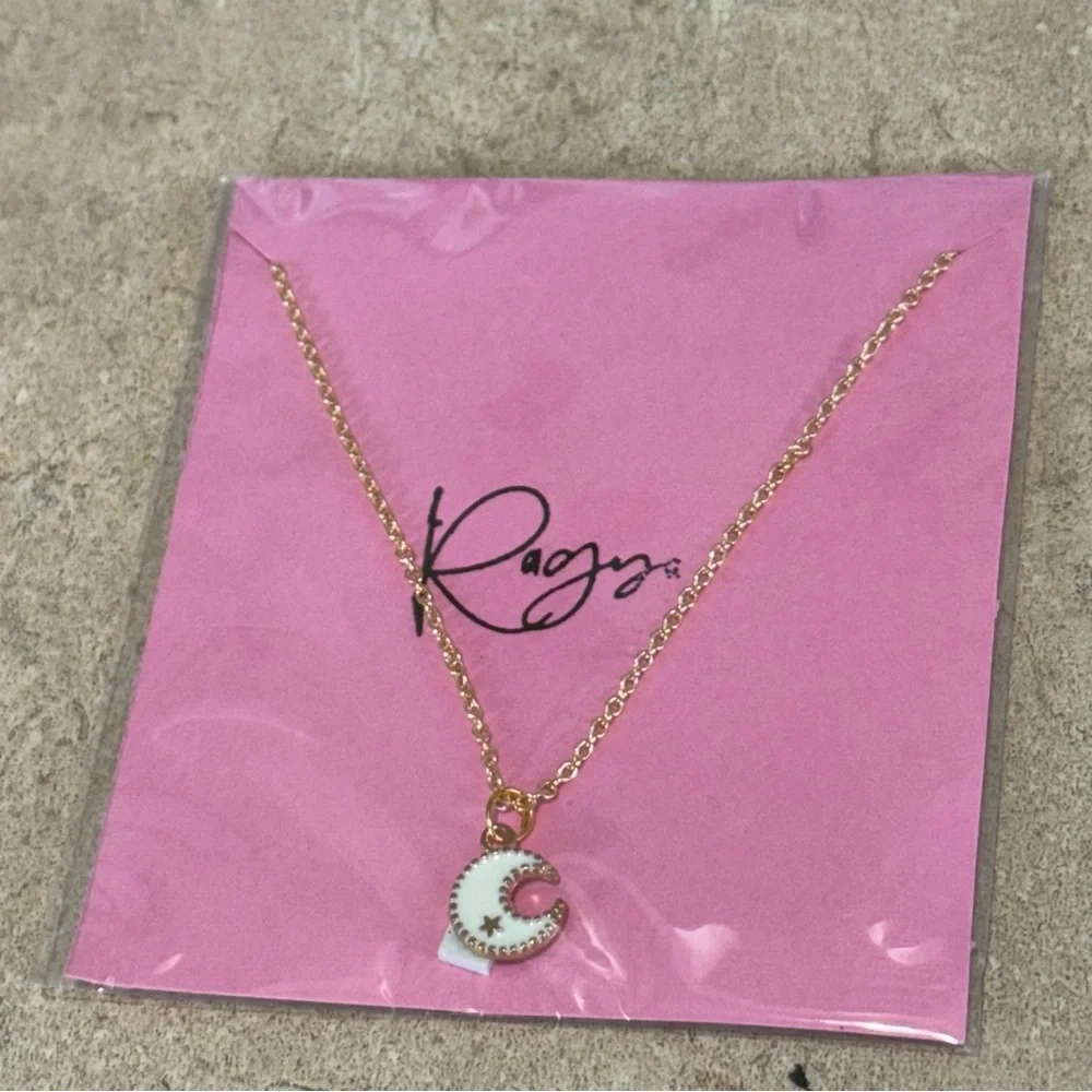 Gold Tone Crescent Moon Charm Necklace | Cute Locket Pendant | Gift Ready